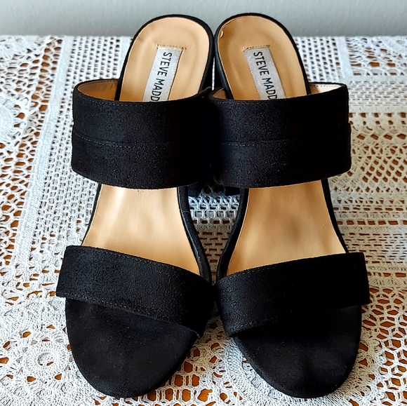 STEVE MADDEN Black Open Toe Heel Suede Pump Women's Size EU 40 - Picture 8 of 10